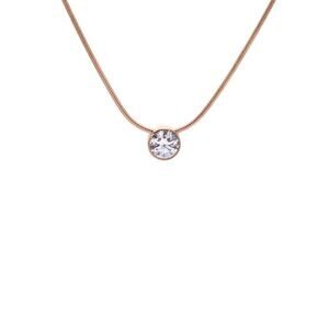 B.Tiff Rose Gold 1 ct Solitaire Pendant w/ 18” Rose Gold Chain